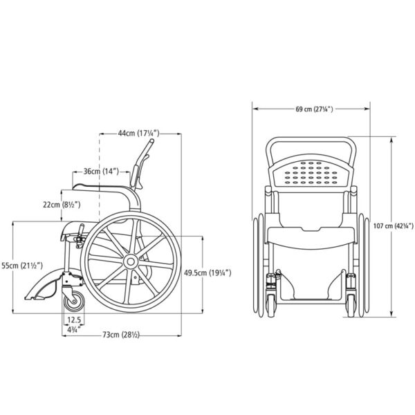 Etac Clean Self Propelled Mobile Shower Commode - Image 6