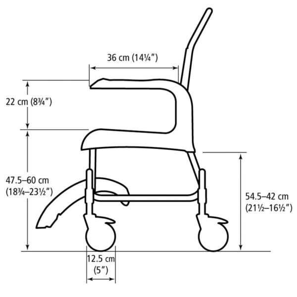 Etac Clean Height Adjustable Mobile Shower Commode - Image 7